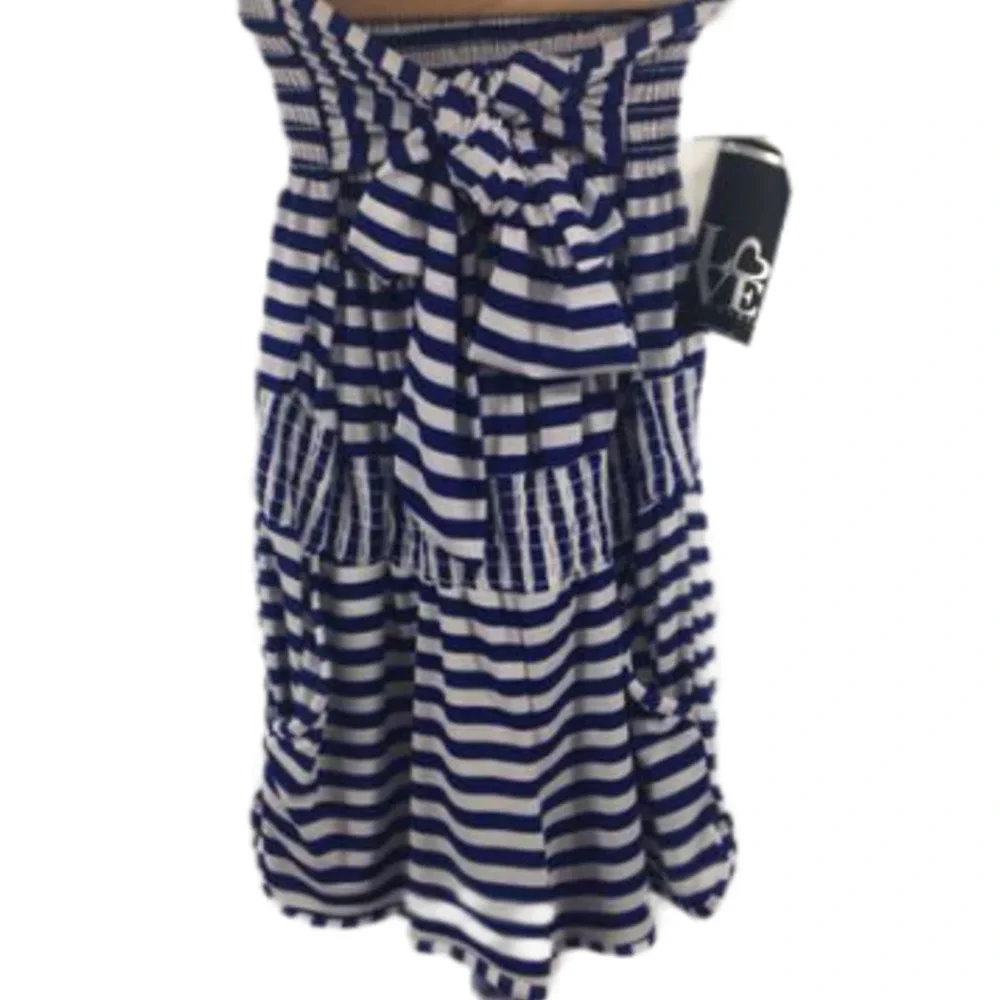 Love Tease White & Blue Striped‎ Jumper Small